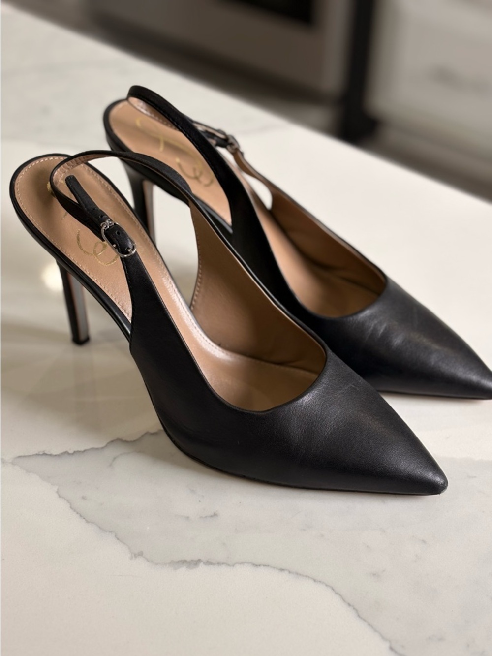 Sam Edelman Strappy Stiletto Heels Open Pointed Toe Ankle Strap Buckle Size 8.5